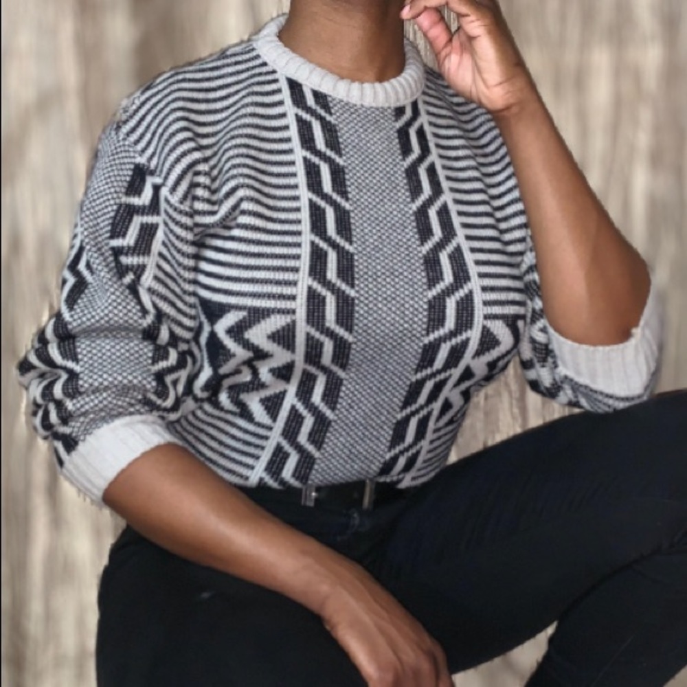 Cream and Black Rare Print Vintage Sweater!
